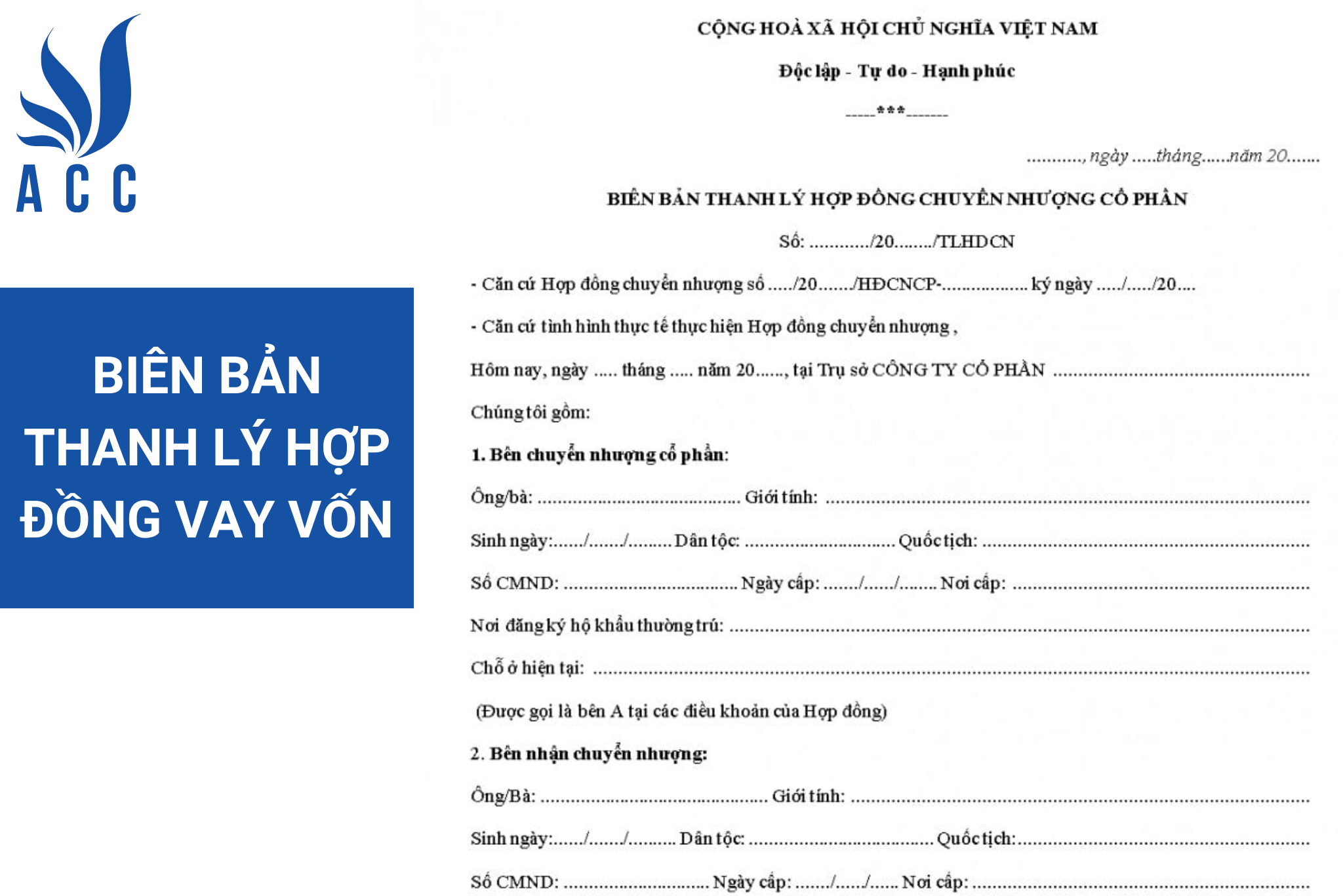Biên bản thanh lý hợp đồng chuyển nhượng cổ phần