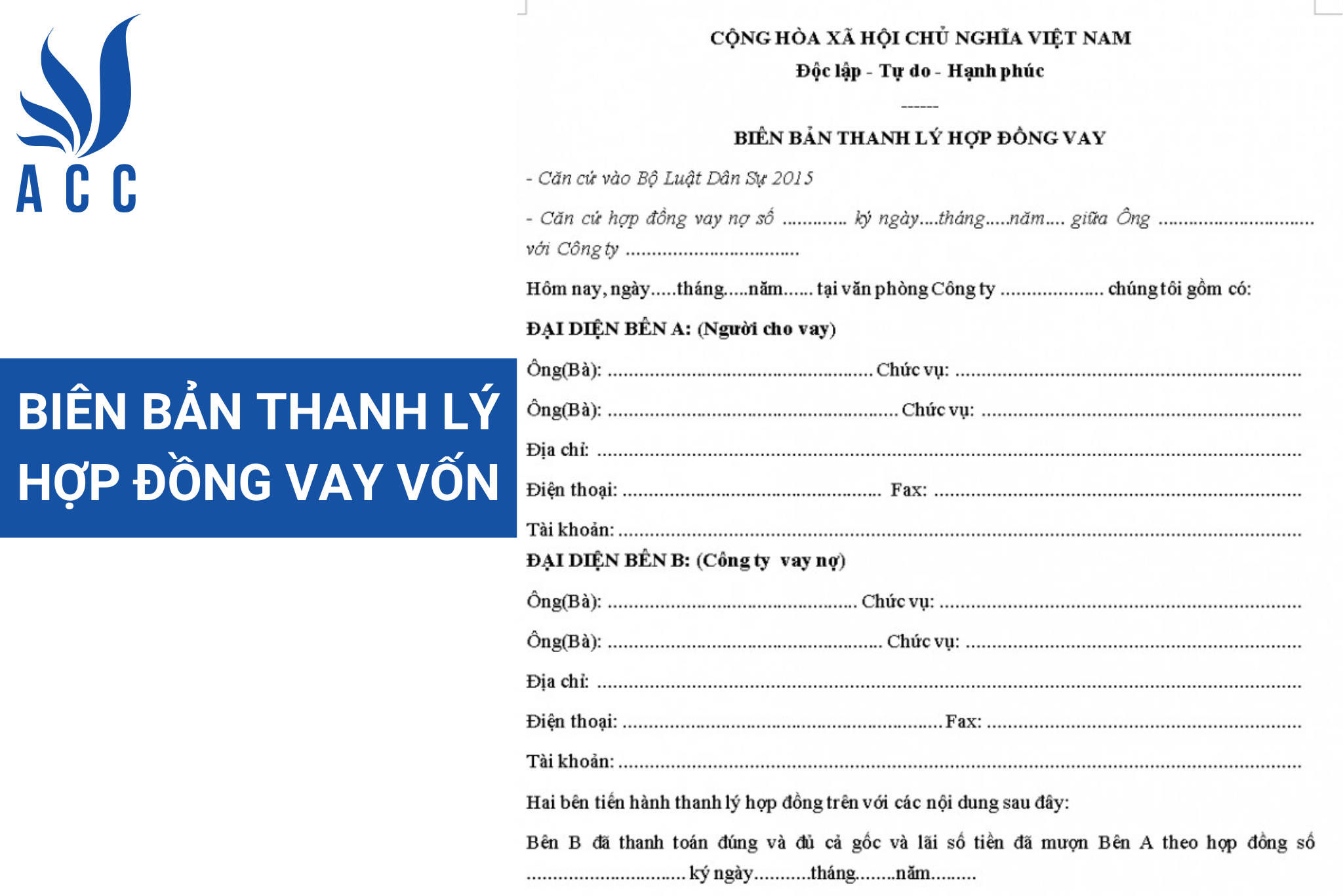 Biên bản thanh lý hợp đồng vay vốn