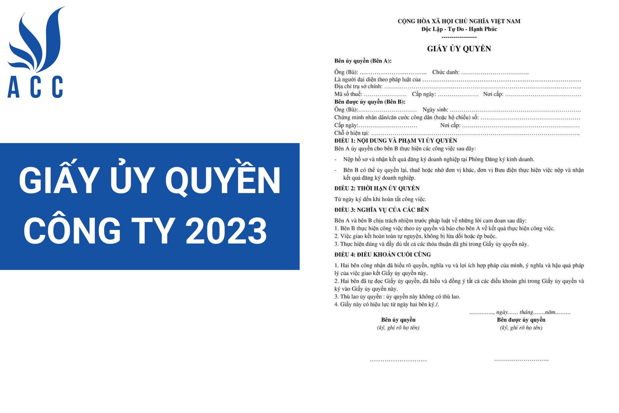 Giấy ủy quyền công ty 2023 (Cập nhật mới nhất)