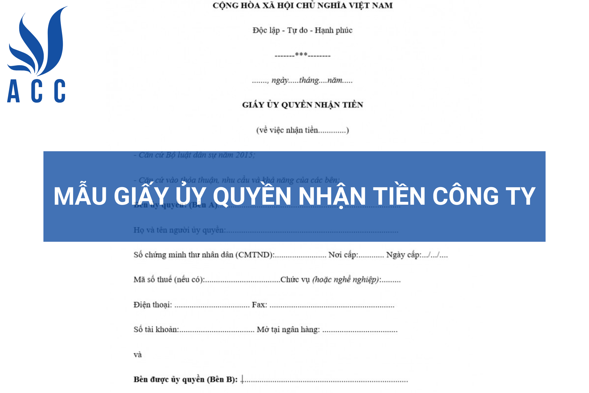 Mẫu giấy ủy quyền nhận tiền công ty