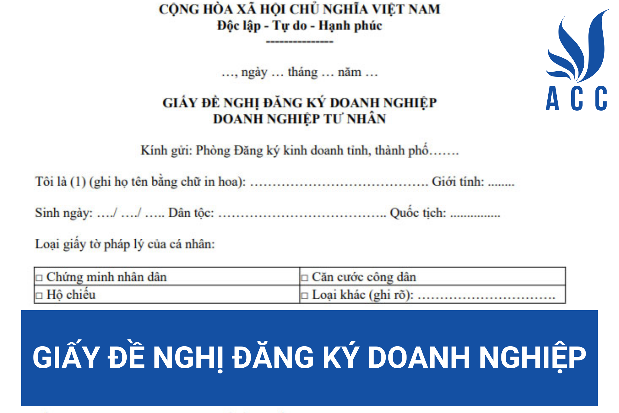 Giấy đề nghị đăng ký doanh nghiệp
